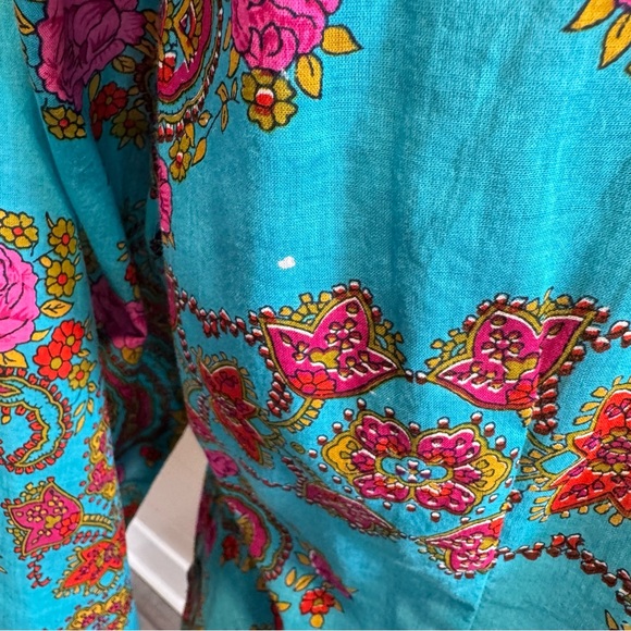 Vibrant Colorful Floral Paisley Tunic Top - Cover -up - Large - Picture 5 of 7
